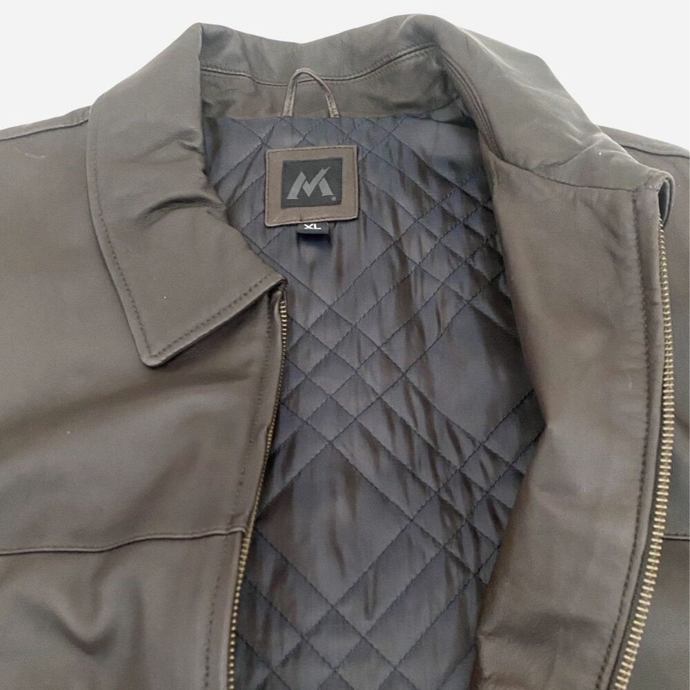 VTG Member's Mark Men's XL Leather Jacket Brown Full Zip Classic Point Collar - Picture 4 of 10